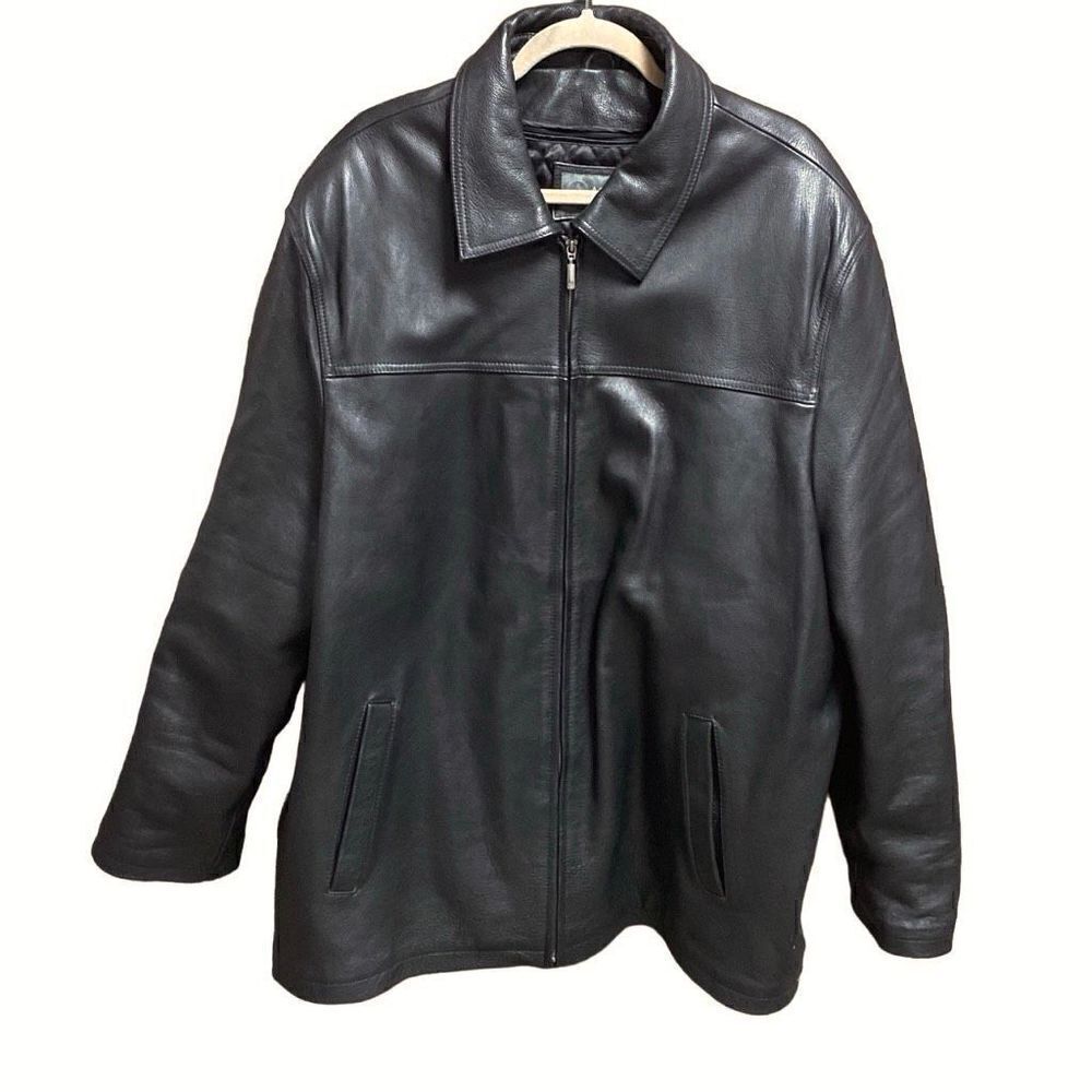 Accents Collection Black Lined Genuine Leather Jacket Size XXL